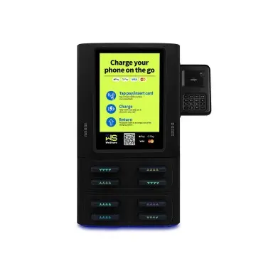 8 slots Shared Power Bank Kiosk Vending Machine with pos - black