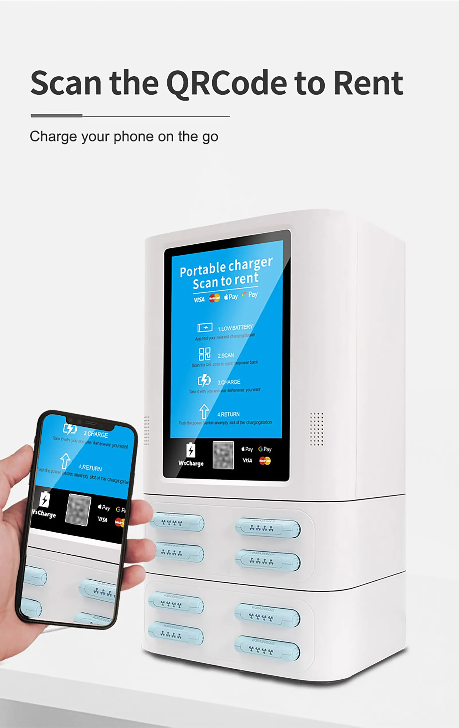 12 slots Rental Station Power Bank Rent with Custom Logo Support with pos (5)