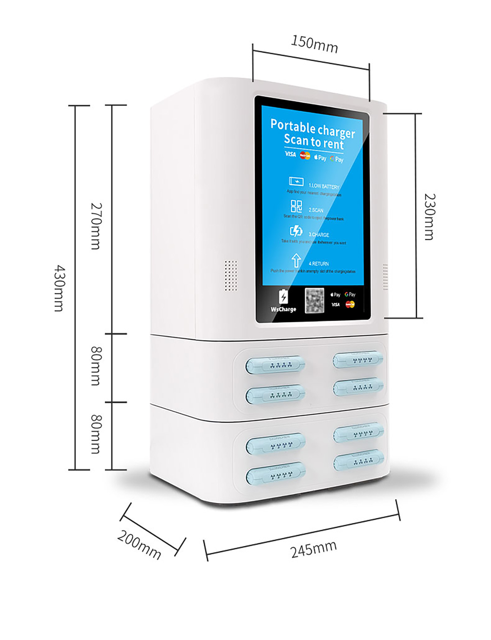 16 slots Power Bank Kiosk Vending Machine with pos -white (3)