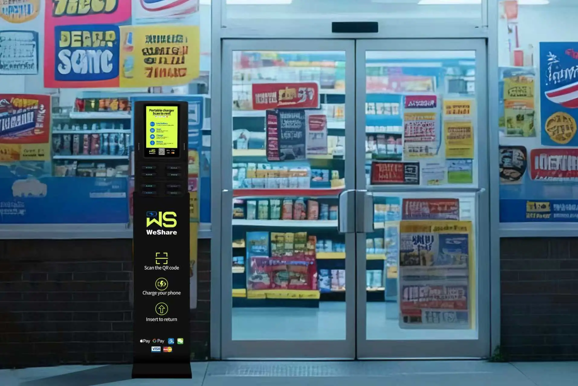 8-slot shared power bank cabinet: Display rack helps increase both revenue and sales